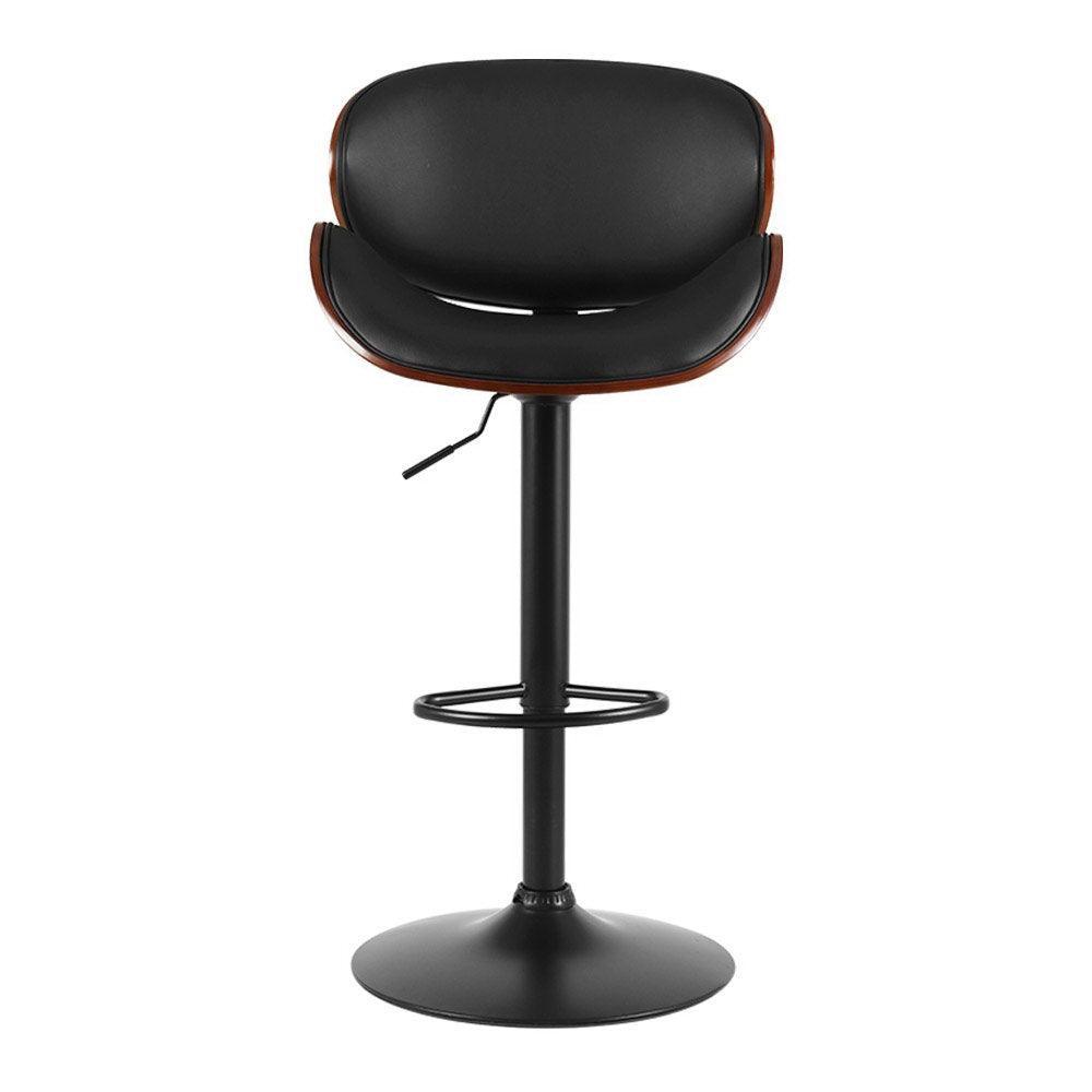 Artiss Kitchen Bar Stools Swivel Gas Lift Wooden Stool Metal Black Barstools - John Cootes