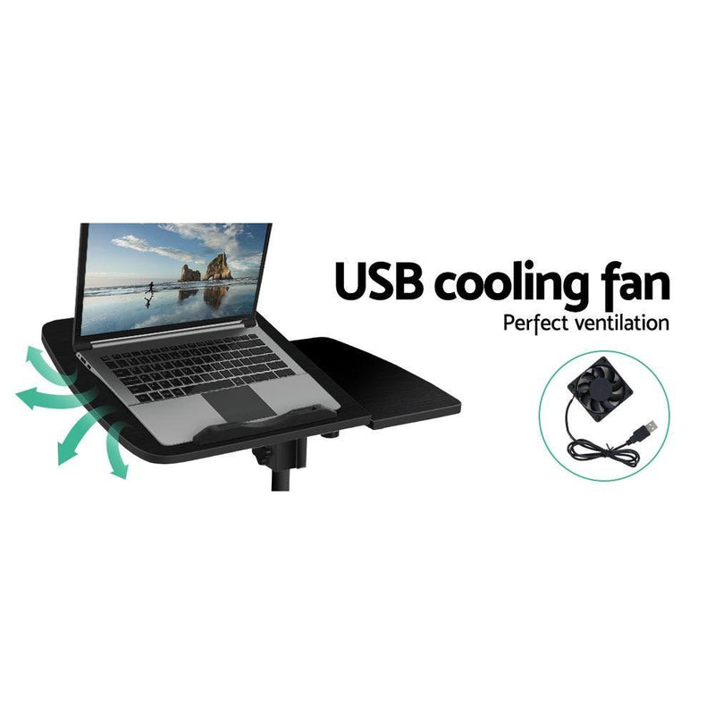 Artiss Laptop Table Desk Adjustable Stand With Fan - Black - John Cootes