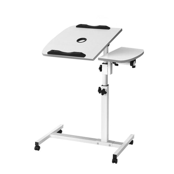 Artiss Laptop Table Desk Adjustable Stand With Fan - White - John Cootes