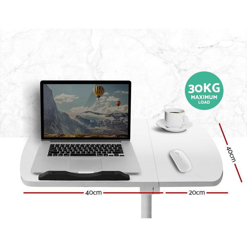 Artiss Laptop Table Desk Adjustable Stand With Fan - White - John Cootes