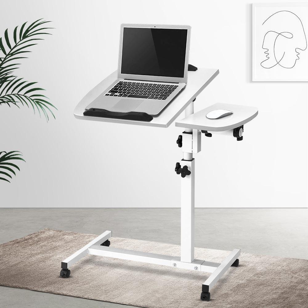 Artiss Laptop Table Desk Adjustable Stand With Fan - White - John Cootes