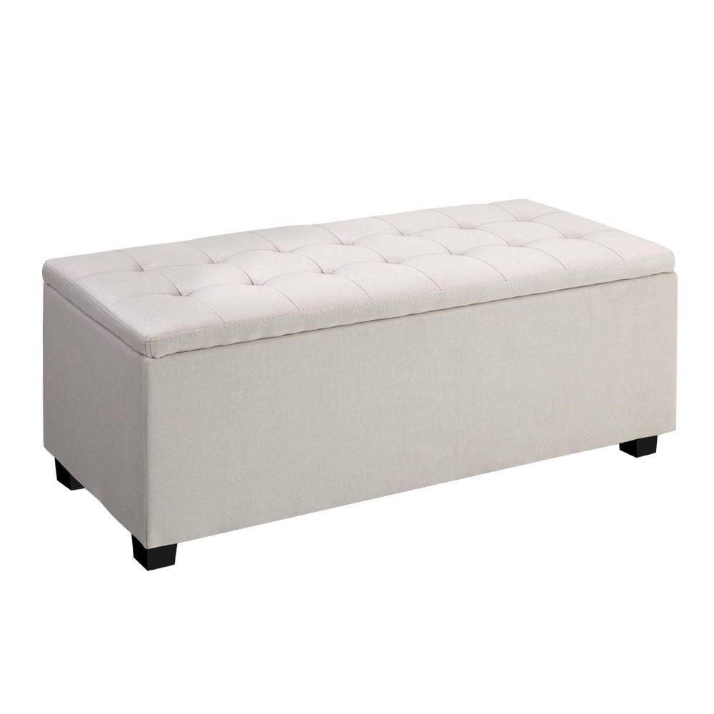 Artiss Large Fabric Storage Ottoman - Beige - John Cootes