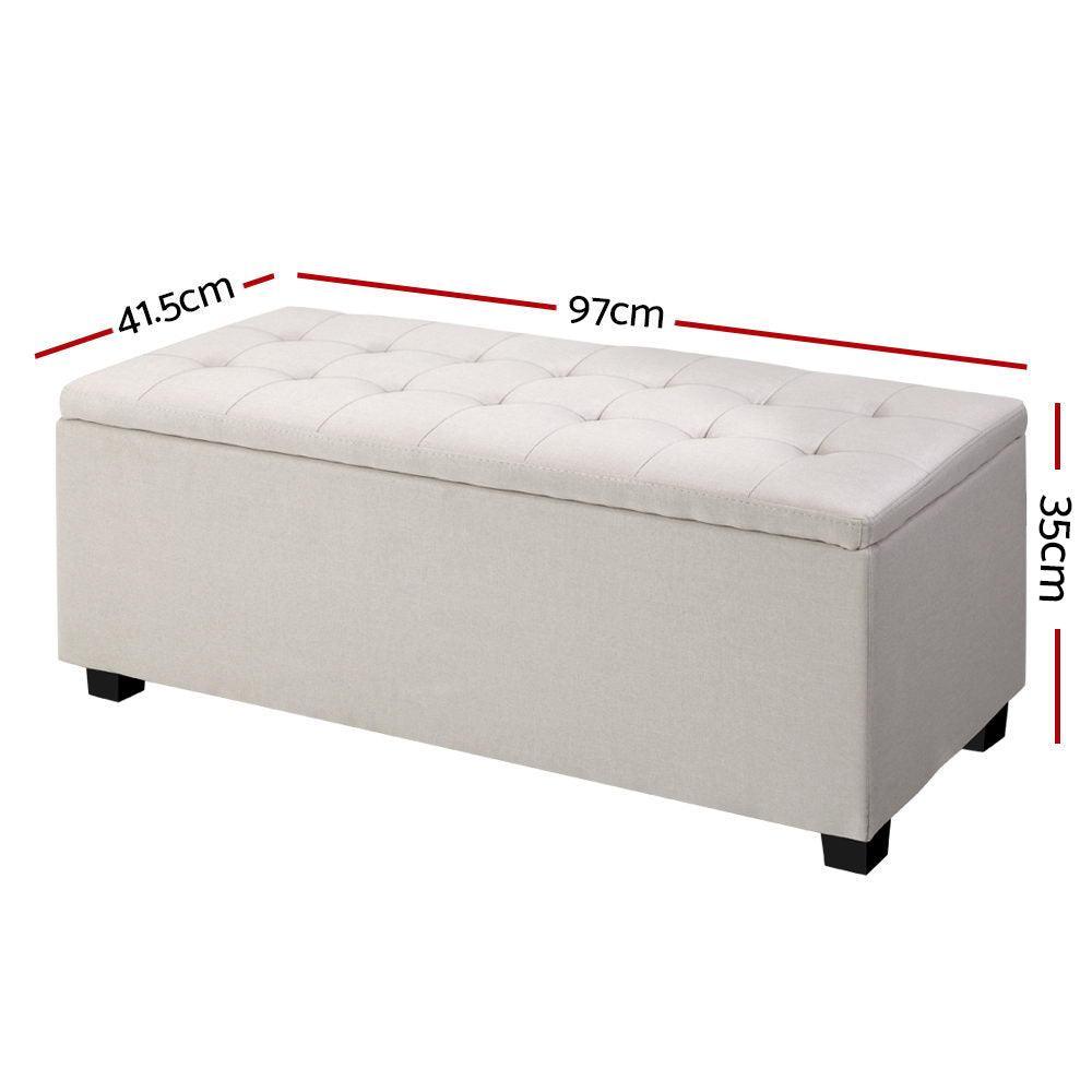 Artiss Large Fabric Storage Ottoman - Beige - John Cootes