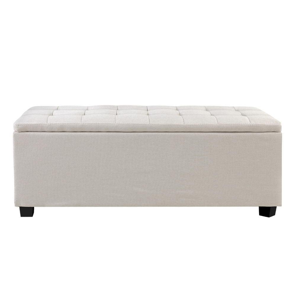 Artiss Large Fabric Storage Ottoman - Beige - John Cootes