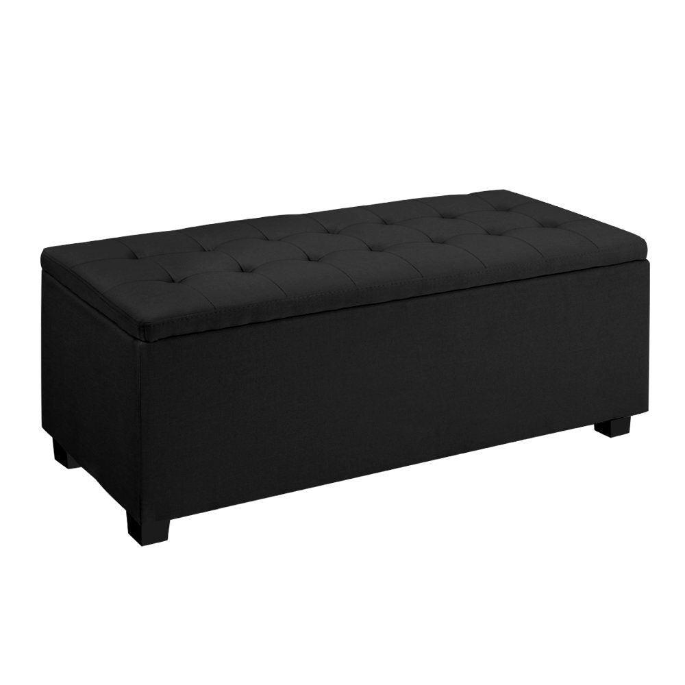 Artiss Large Fabric Storage Ottoman - Black - John Cootes