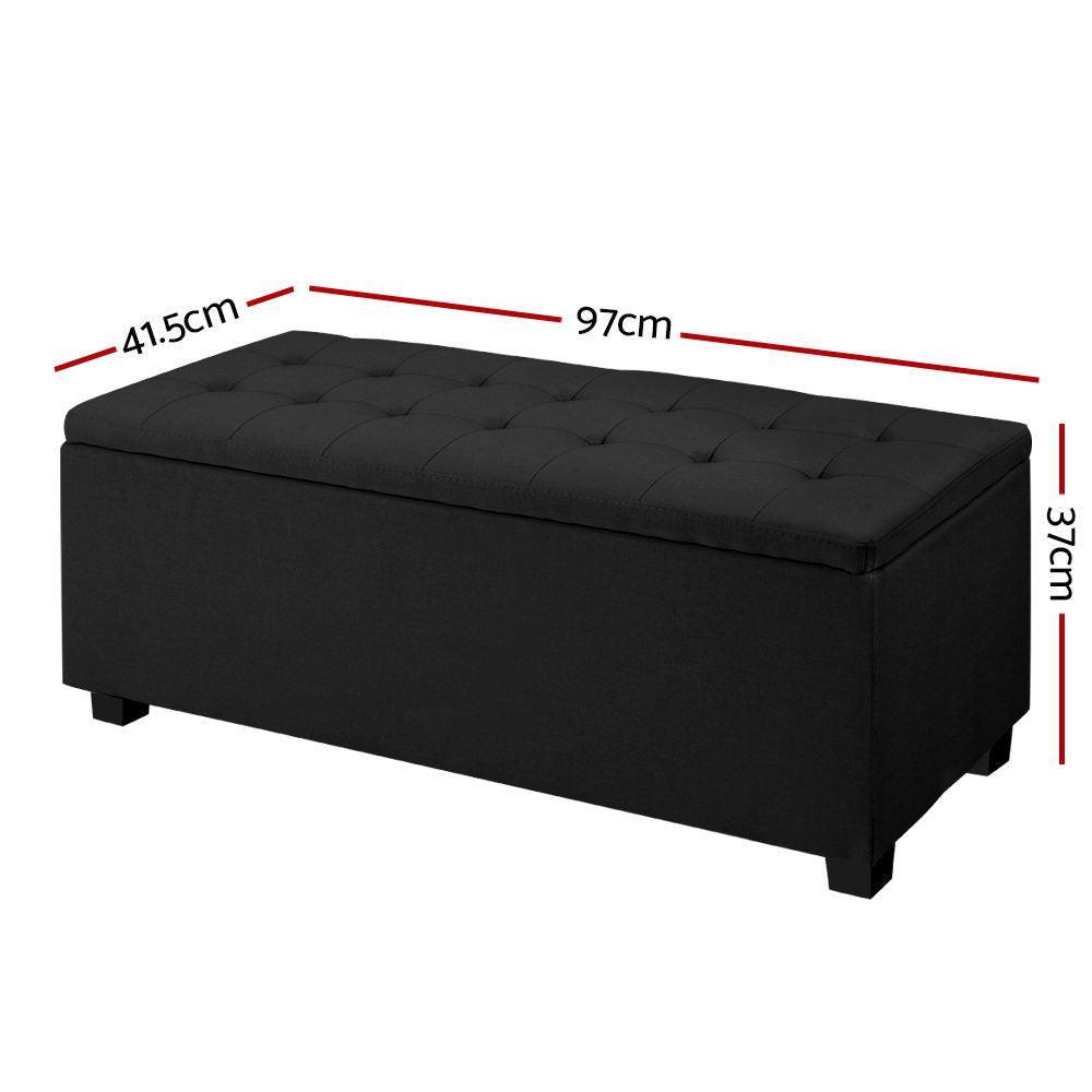 Artiss Large Fabric Storage Ottoman - Black - John Cootes