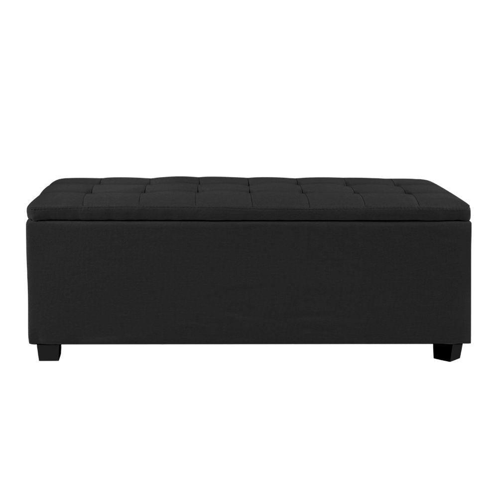 Artiss Large Fabric Storage Ottoman - Black - John Cootes