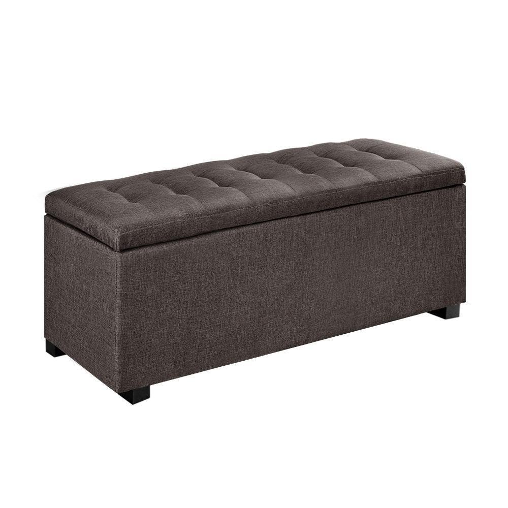 Artiss Large Fabric Storage Ottoman - Brown - John Cootes