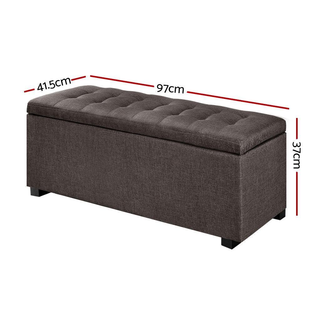 Artiss Large Fabric Storage Ottoman - Brown - John Cootes