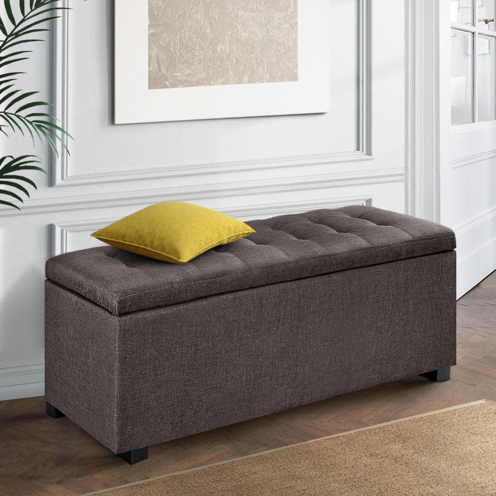 Artiss Large Fabric Storage Ottoman - Brown - John Cootes