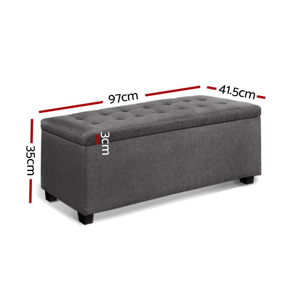 Artiss Large Fabric Storage Ottoman - Grey - John Cootes