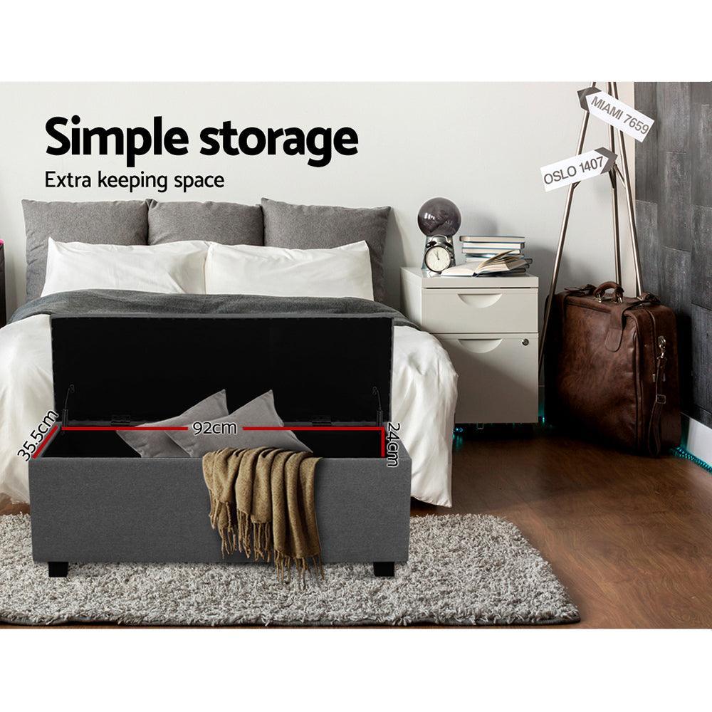 Artiss Large Fabric Storage Ottoman - Grey - John Cootes