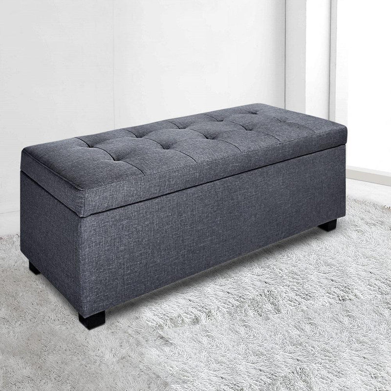 Artiss Large Fabric Storage Ottoman - Grey - John Cootes