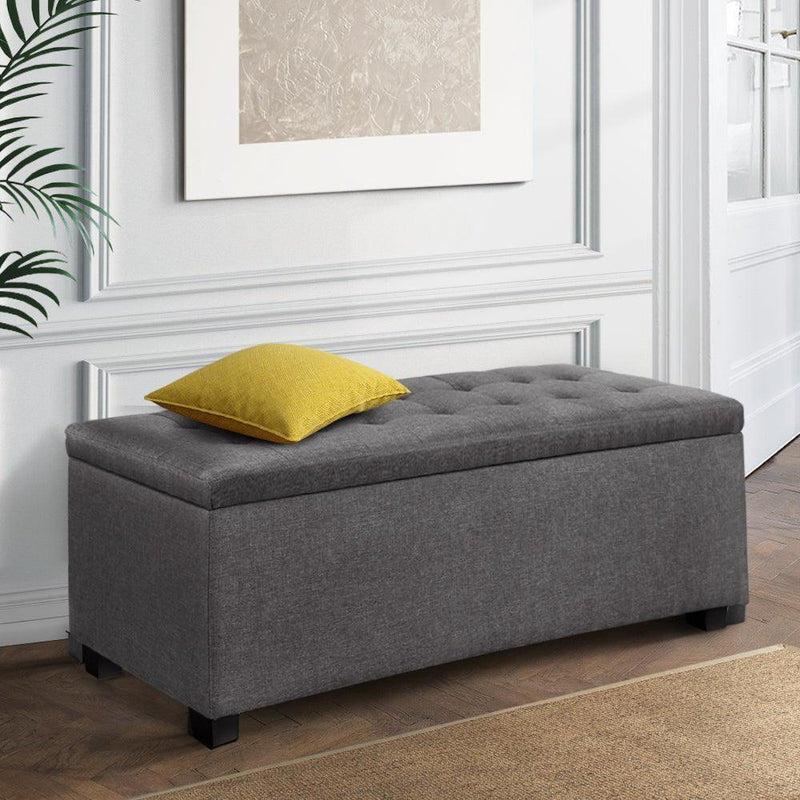 Artiss Large Fabric Storage Ottoman - Grey - John Cootes