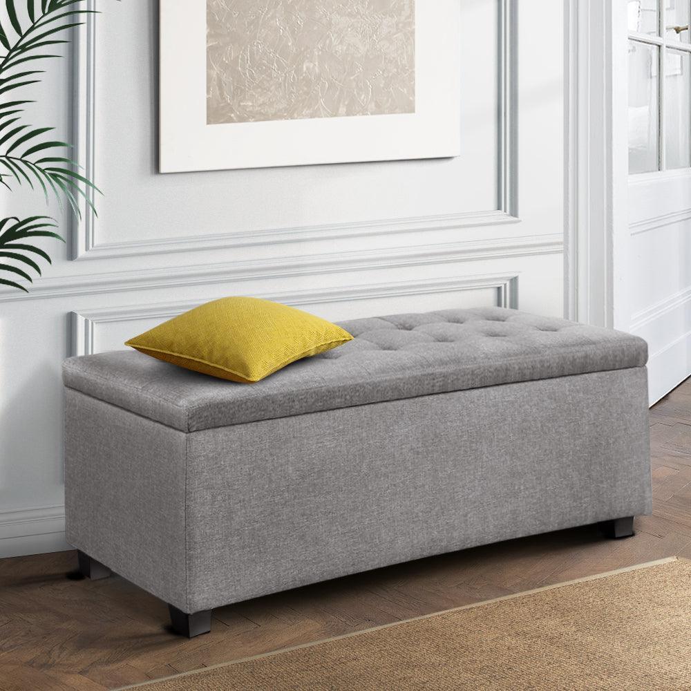 Artiss Large Fabric Storage Ottoman - Light Grey - John Cootes