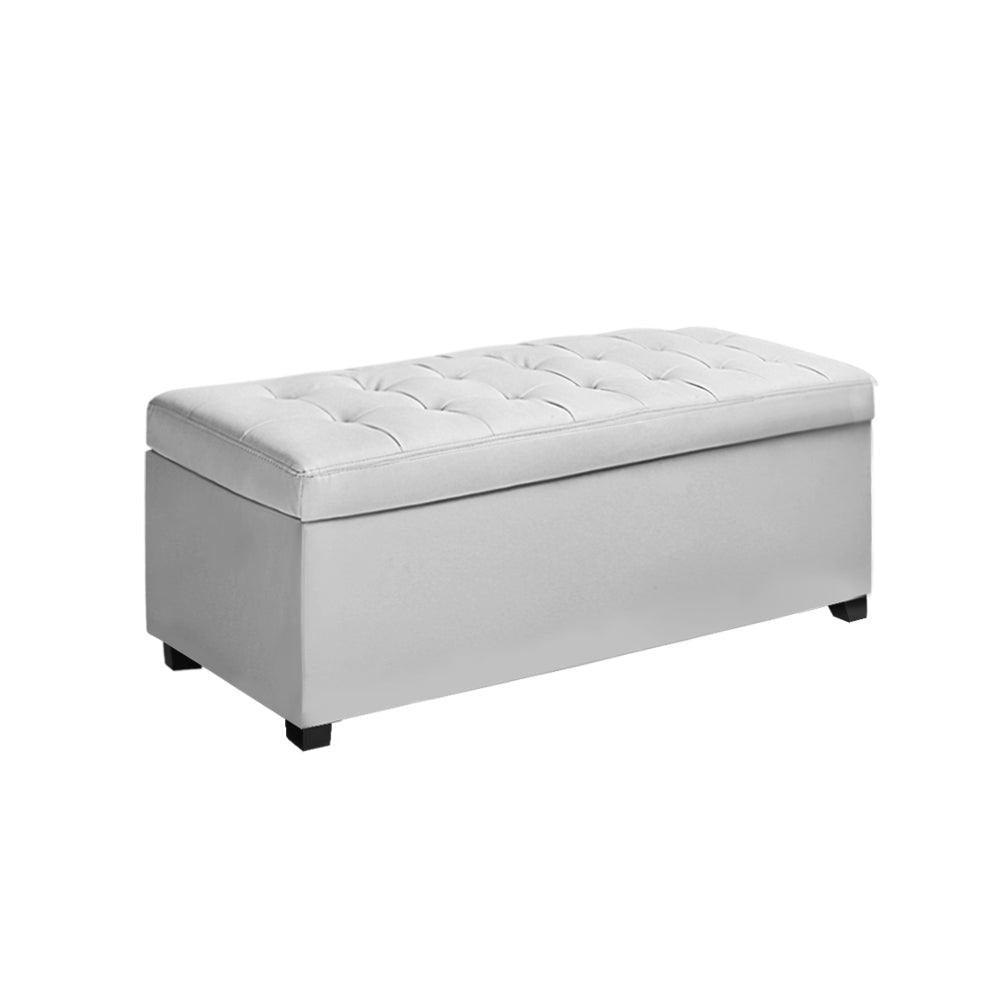 Artiss Large PU Leather Storage Ottoman - White - John Cootes