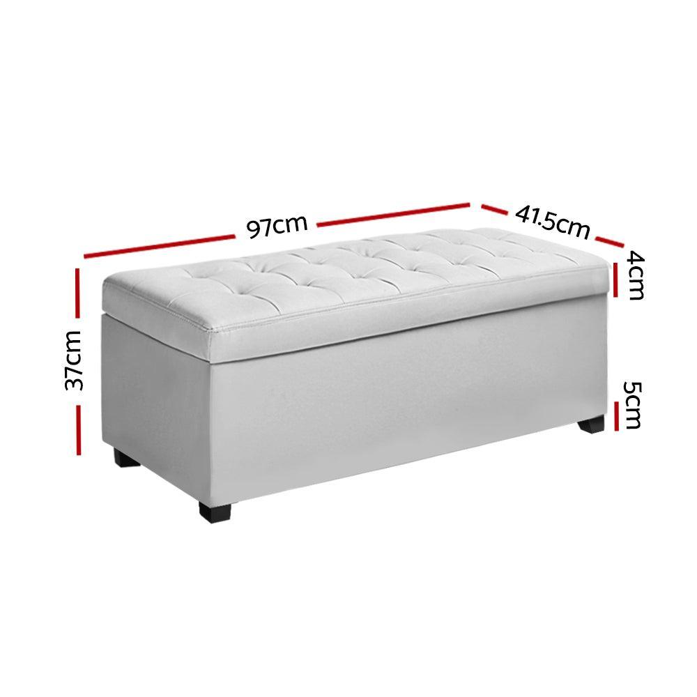 Artiss Large PU Leather Storage Ottoman - White - John Cootes