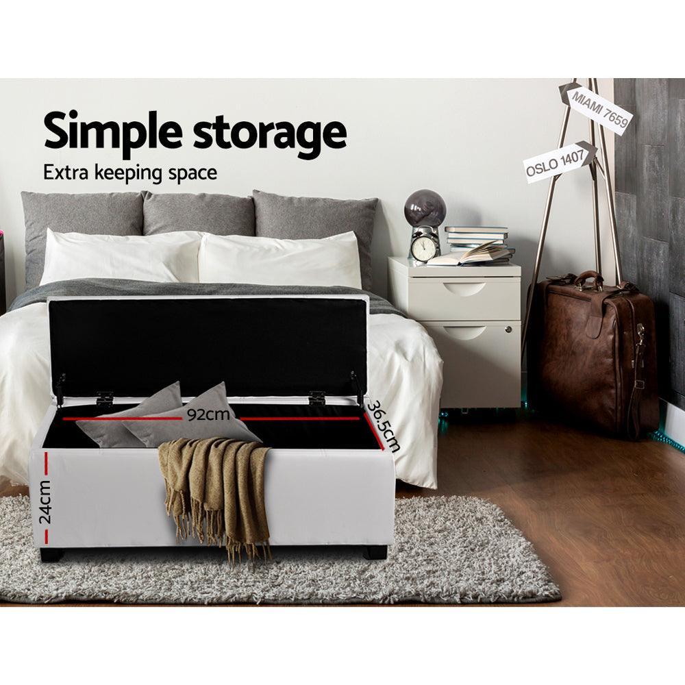 Artiss Large PU Leather Storage Ottoman - White - John Cootes