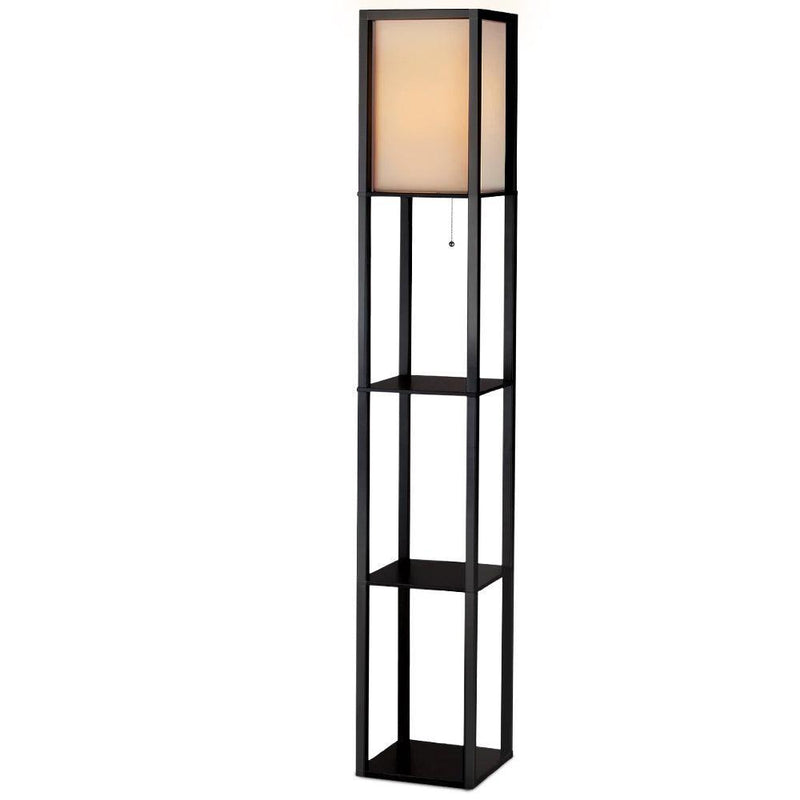 Artiss Led Floor Lamp Shelf Vintage Wood Standing Light Reading Storage Bedroom - John Cootes