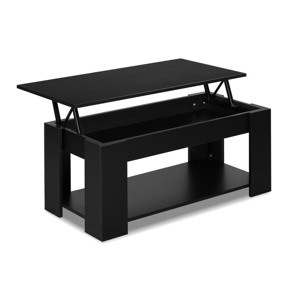 Artiss Lift Up Top Coffee Table Storage Shelf Black - John Cootes