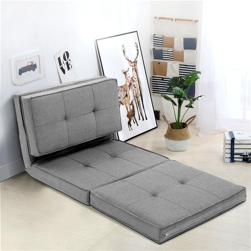 Artiss Lounge Sofa Floor Couch Chaise Chair Recliner Futon Linen Folding Grey - John Cootes