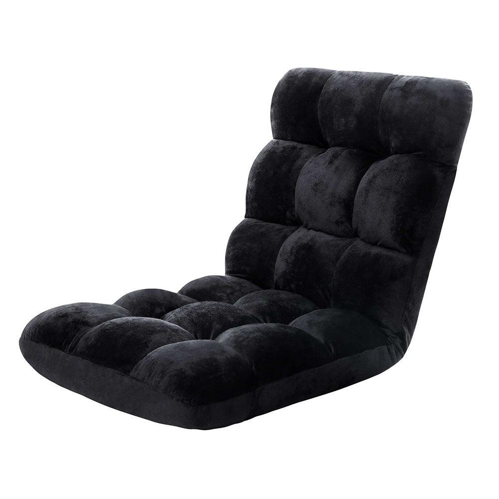 Artiss Lounge Sofa Floor Recliner Futon Chaise Folding Couch Black - John Cootes