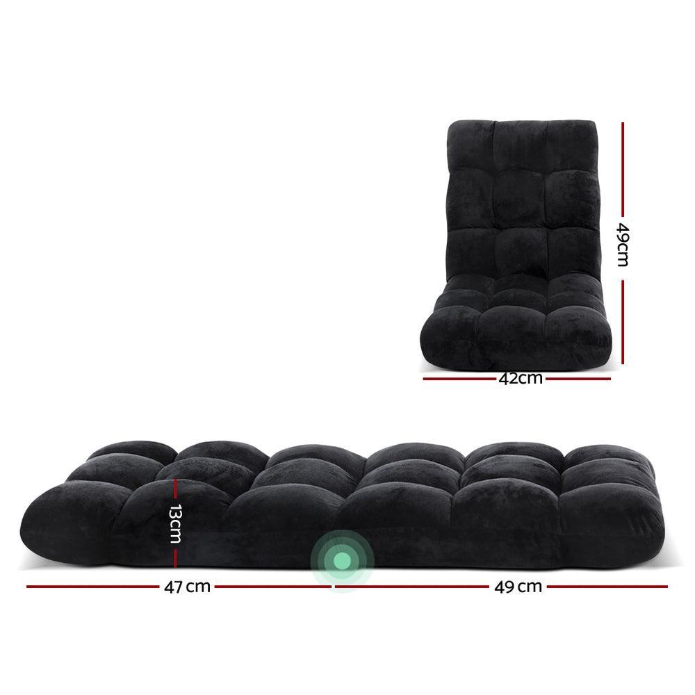 Artiss Lounge Sofa Floor Recliner Futon Chaise Folding Couch Black - John Cootes