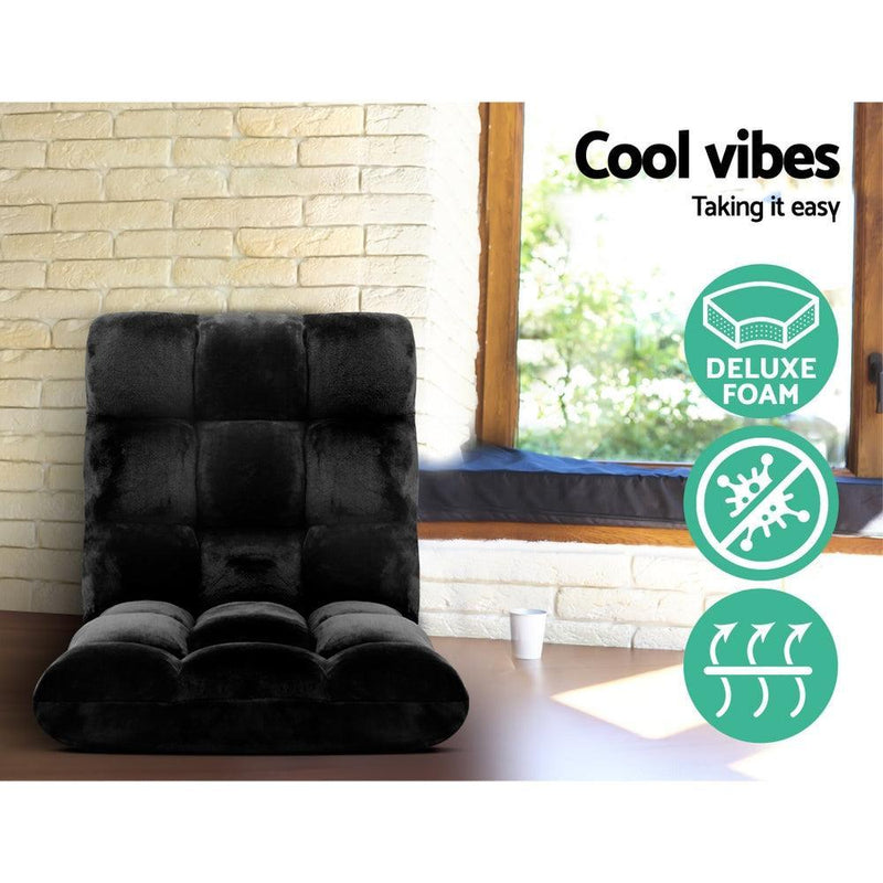 Artiss Lounge Sofa Floor Recliner Futon Chaise Folding Couch Black - John Cootes