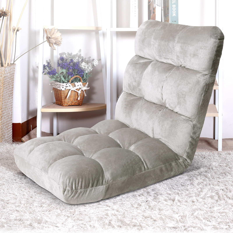 Artiss Lounge Sofa Floor Recliner Futon Chaise Folding Couch Grey - John Cootes