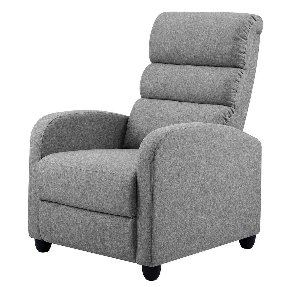 Artiss Luxury Recliner Chair Chairs Lounge Armchair Sofa Fabric Cover Grey - John Cootes