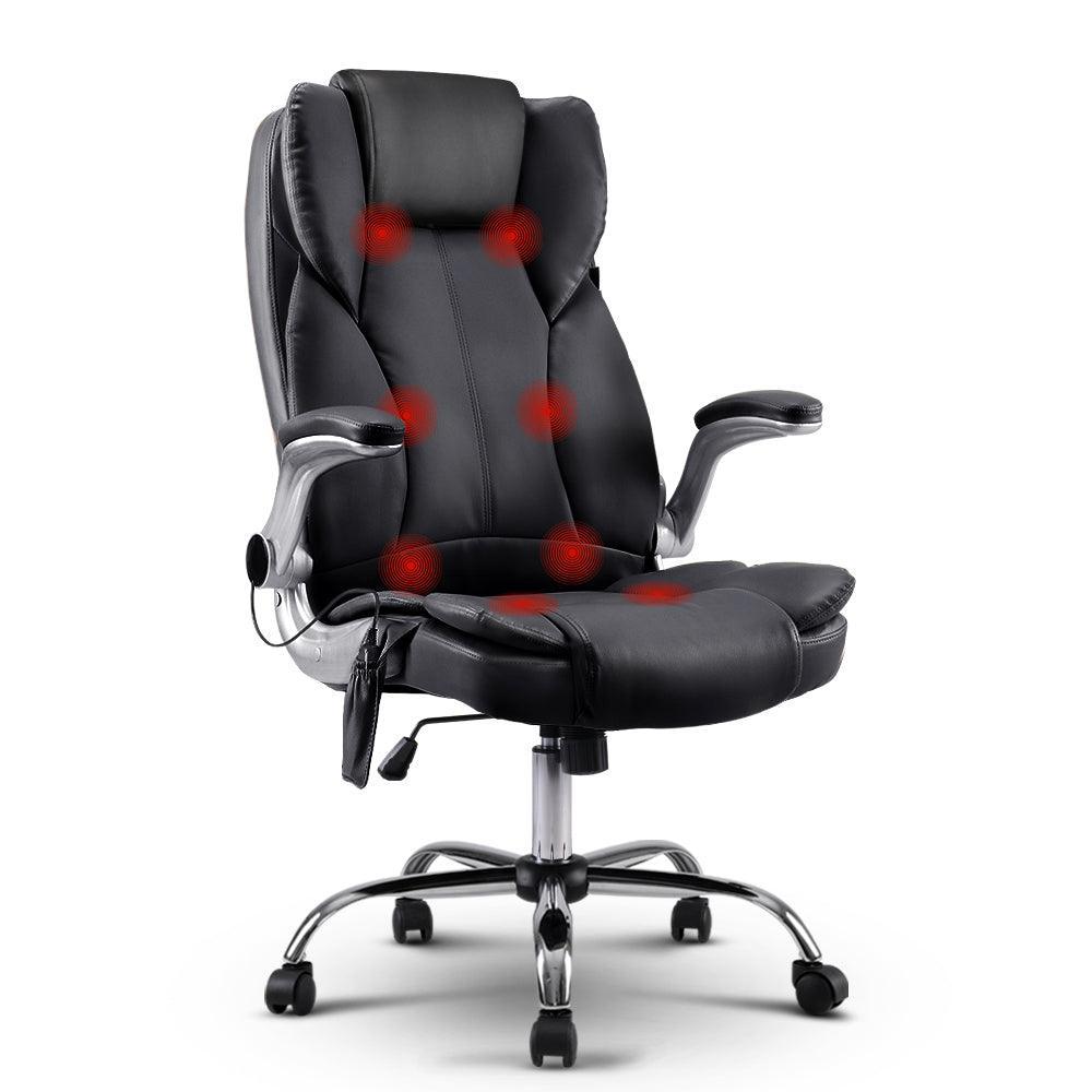 Artiss Massage Office Chair 8 Point PU Leather Office Chair - Black - John Cootes