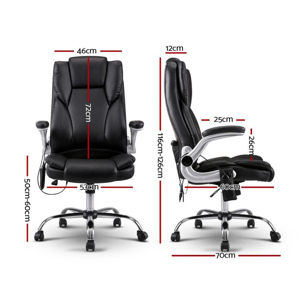 Artiss Massage Office Chair 8 Point PU Leather Office Chair - Black - John Cootes