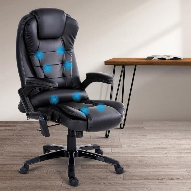 Artiss Massage Office Chair 8 Point PU Leather Office Chair - Black - John Cootes