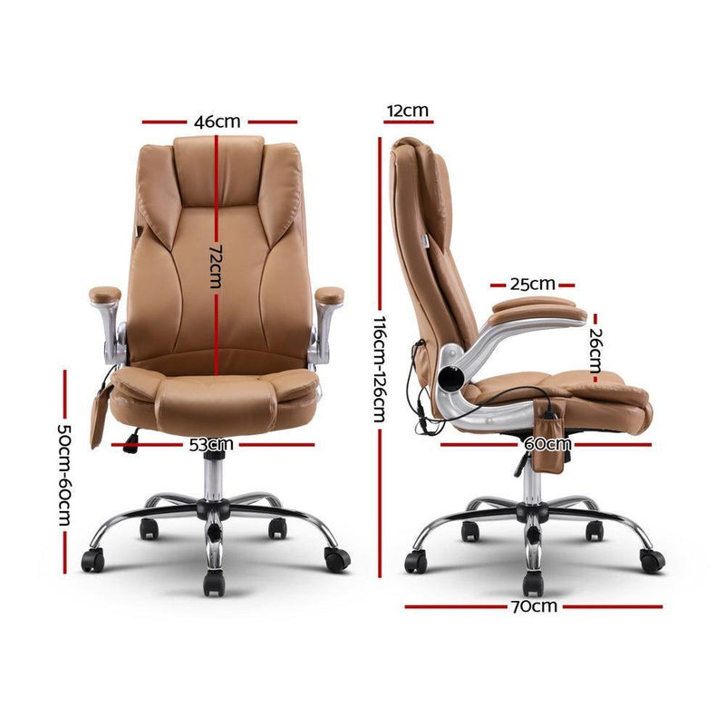 Artiss Massage Office Chair Gaming Chair Computer Desk Chair 8 Point Vibration Espresso - John Cootes