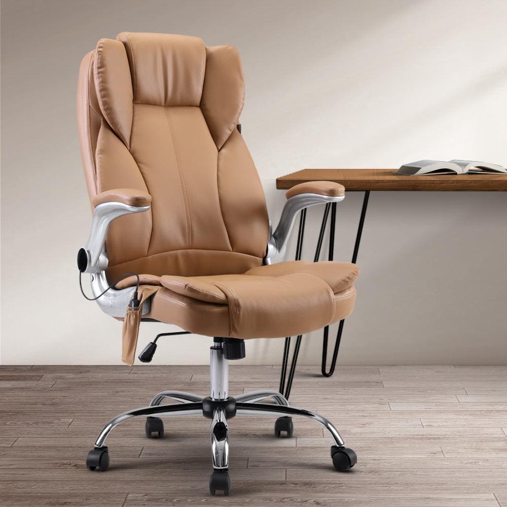 Artiss Massage Office Chair Gaming Chair Computer Desk Chair 8 Point Vibration Espresso - John Cootes