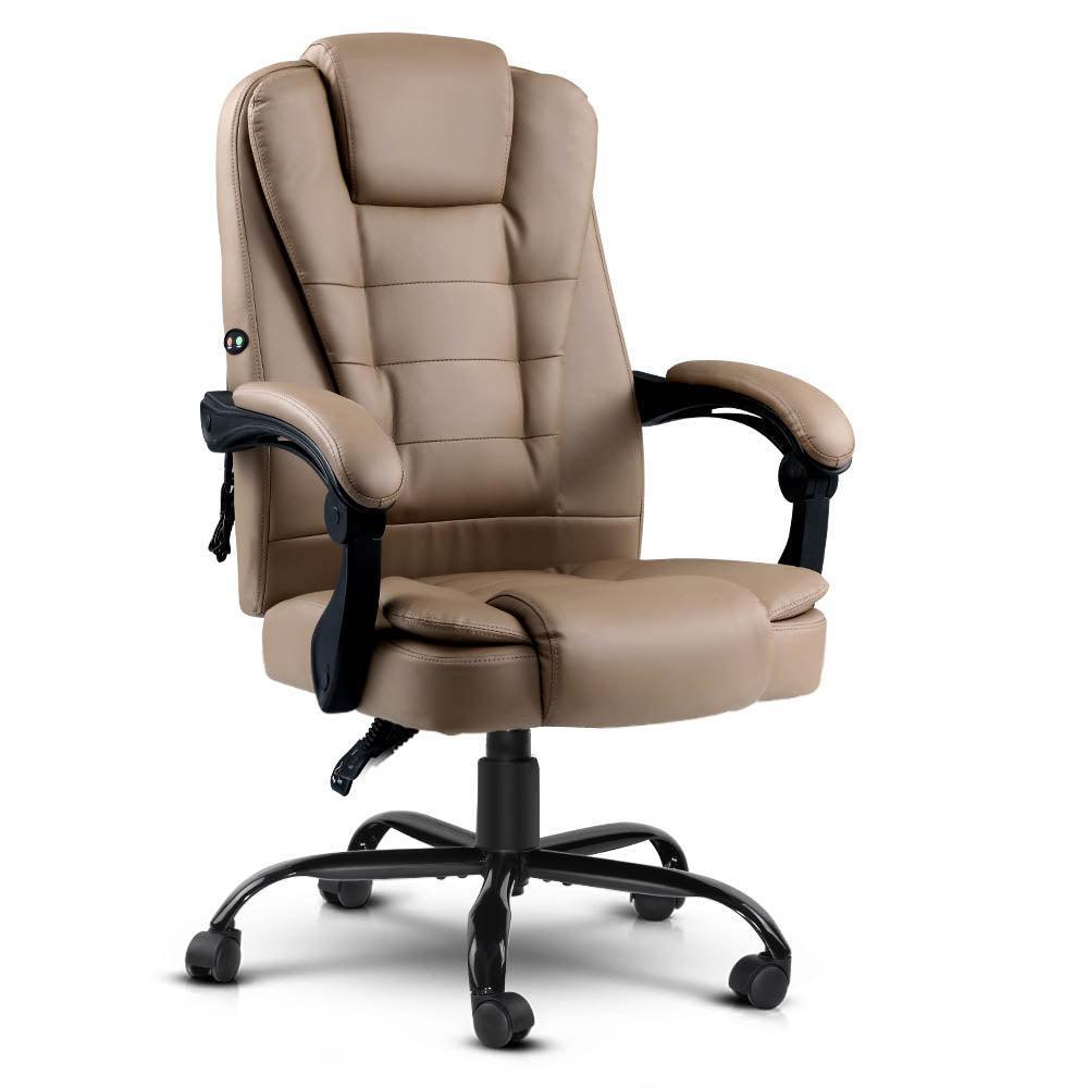 Artiss Massage Office Chair PU Leather Recliner Computer Gaming Chairs Espresso - John Cootes