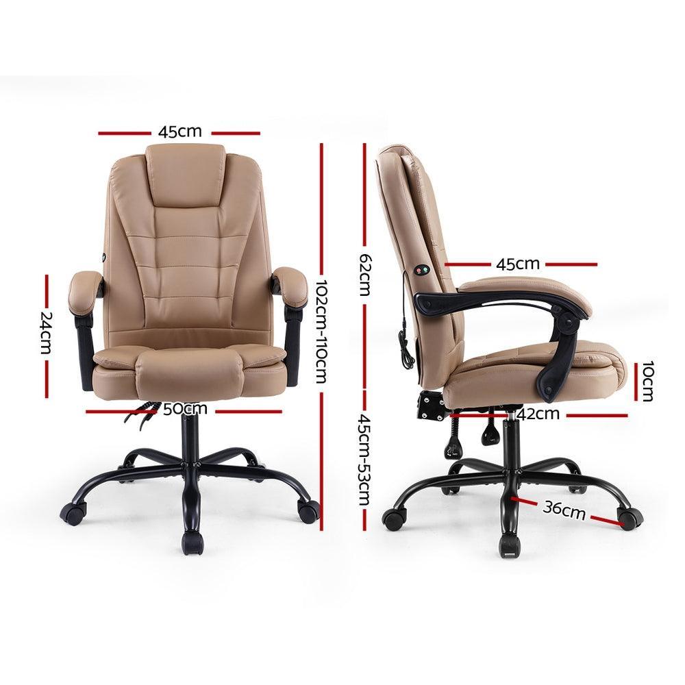 Artiss Massage Office Chair PU Leather Recliner Computer Gaming Chairs Espresso - John Cootes