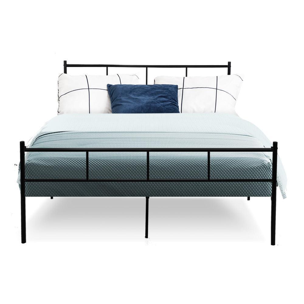 Artiss Metal Bed Frame Double Size Platform Foundation Mattress Base SOL Black - John Cootes