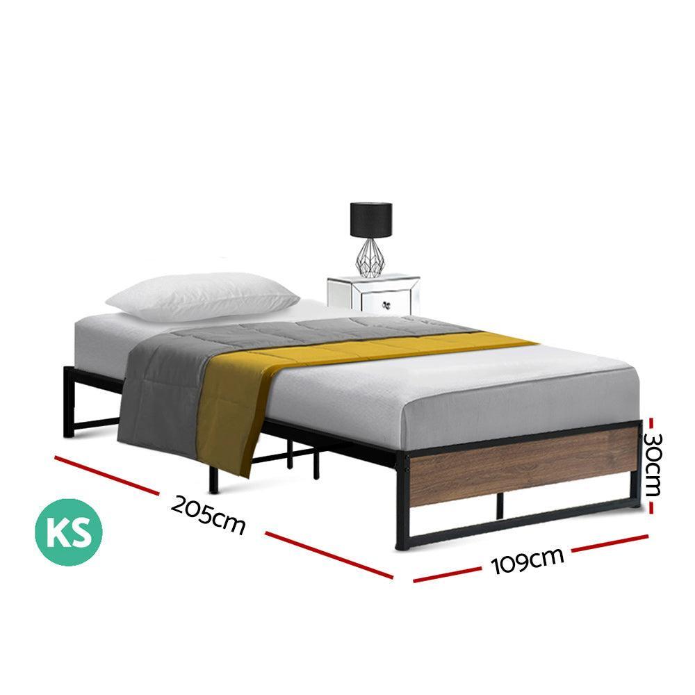 Artiss Metal Bed Frame King Single Size Mattress Base Platform Wooden Black OSLO - John Cootes