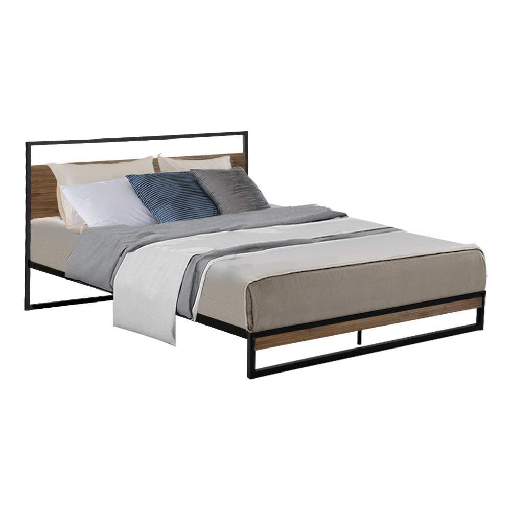 Artiss Metal Bed Frame Queen Size Mattress Base Platform Foundation Black Dane - John Cootes