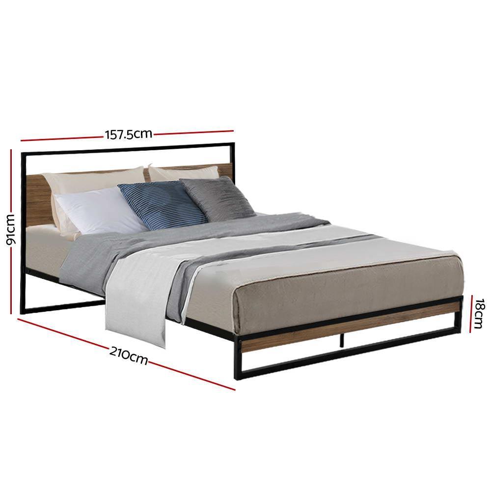 Artiss Metal Bed Frame Queen Size Mattress Base Platform Foundation Black Dane - John Cootes