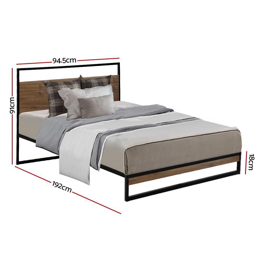 Artiss Metal Bed Frame Single Size Mattress Base Platform Foundation Black Dane - John Cootes