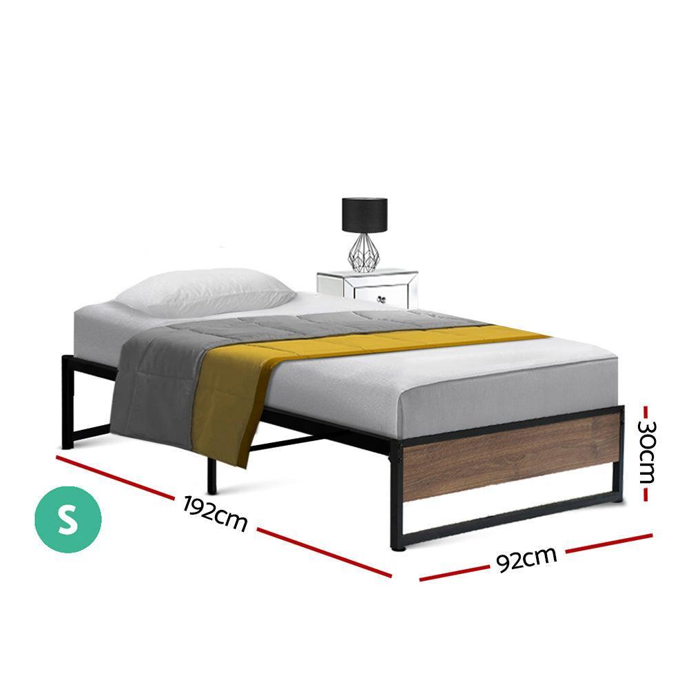 Artiss Metal Bed Frame Single Size Mattress Base Platform Wooden Black OSLO - John Cootes