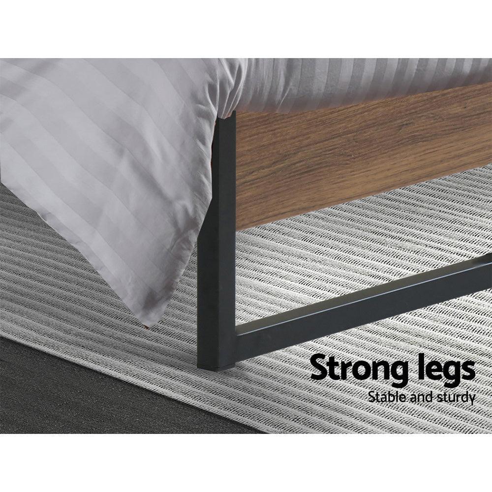 Artiss Metal Bed Frame Single Size Mattress Base Platform Wooden Black OSLO - John Cootes