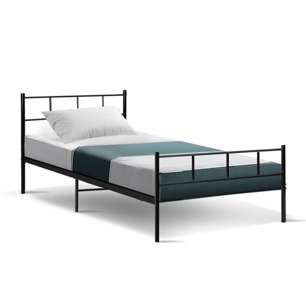 Artiss Metal Bed Frame Single Size Platform Foundation Mattress Base SOL Black - John Cootes