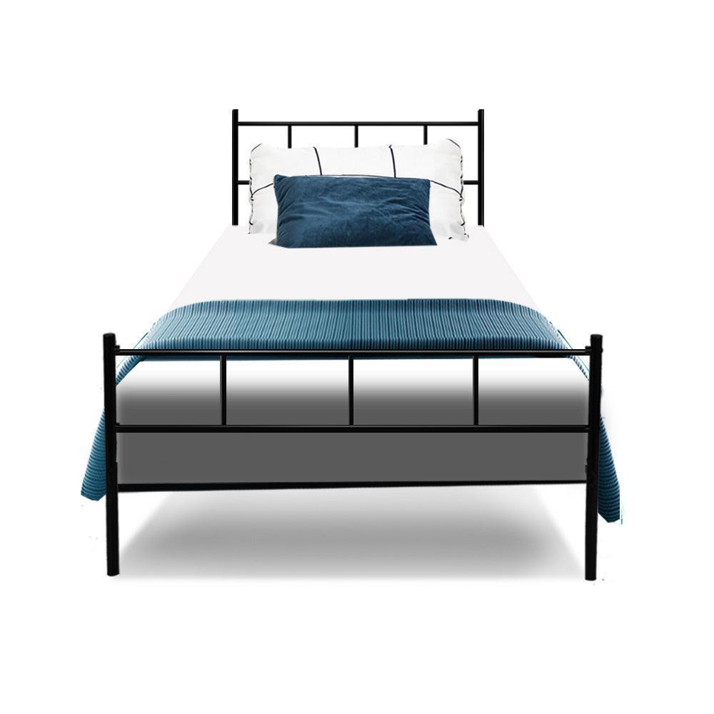 Artiss Metal Bed Frame Single Size Platform Foundation Mattress Base SOL Black - John Cootes