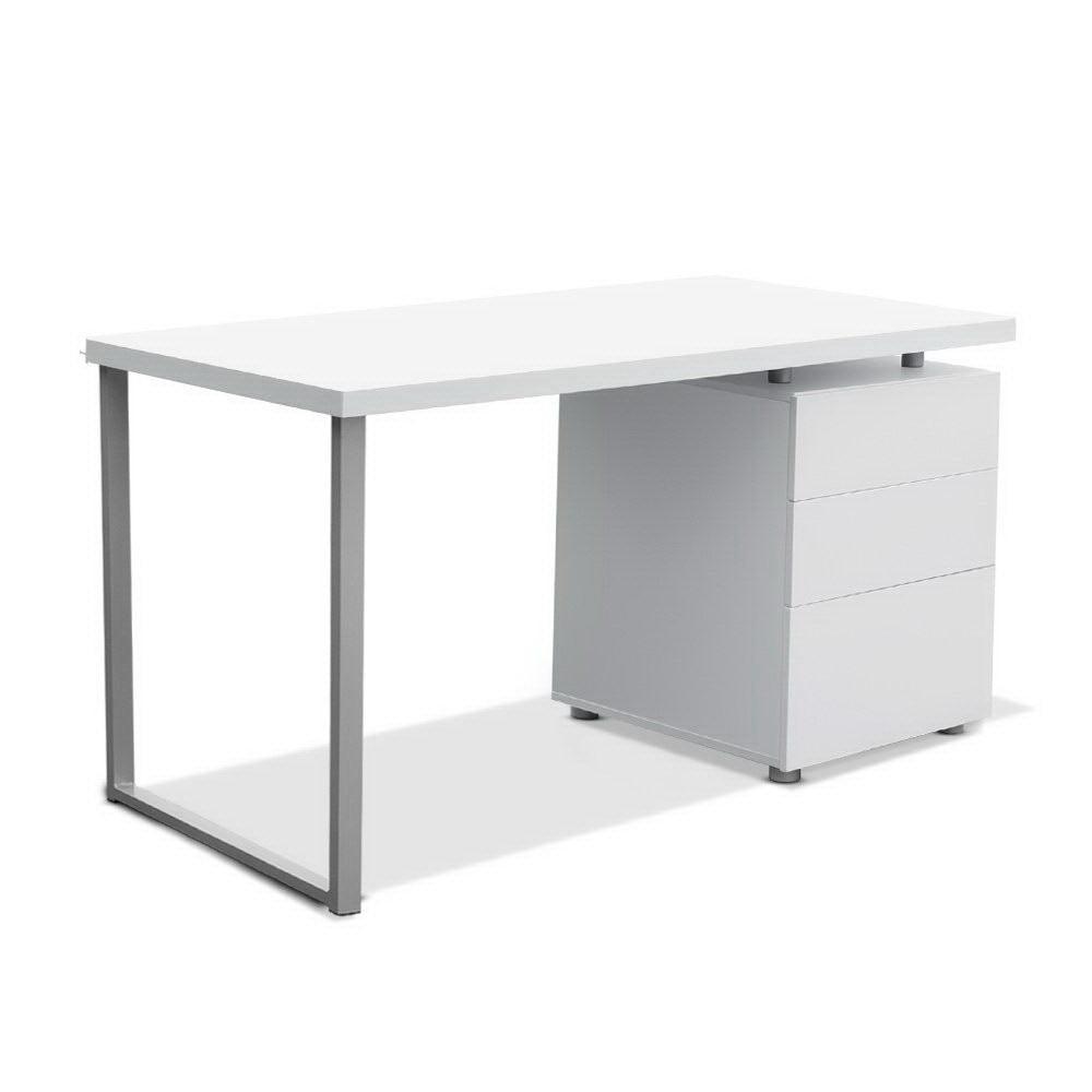 Artiss Metal Desk with 3 Drawers - White - John Cootes