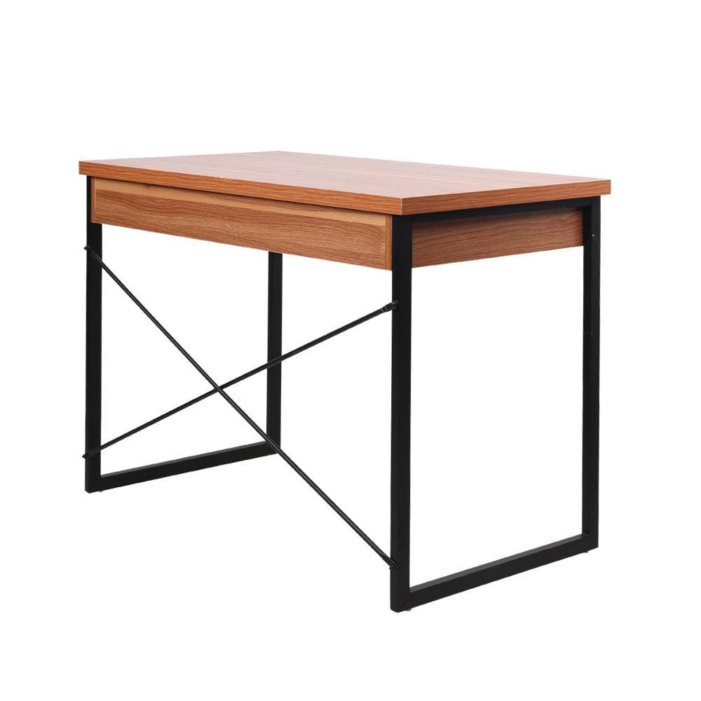 Artiss Metal Desk with Drawer - Walnut - John Cootes