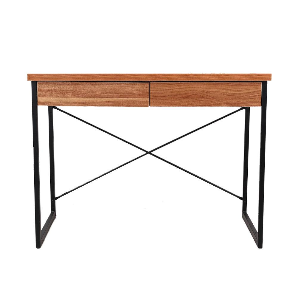 Artiss Metal Desk with Drawer - Walnut - John Cootes