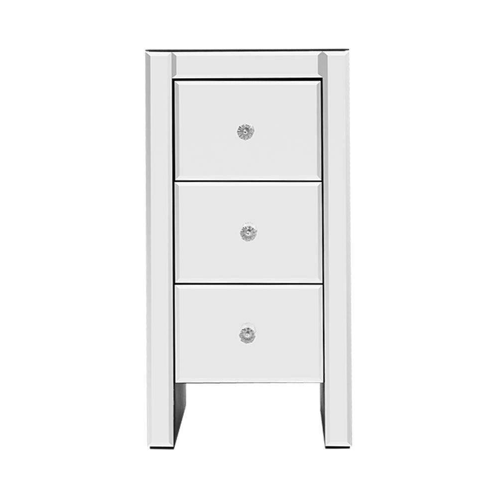 Artiss Mirrored Bedside table Drawers Furniture Mirror Glass Quenn Silver - John Cootes